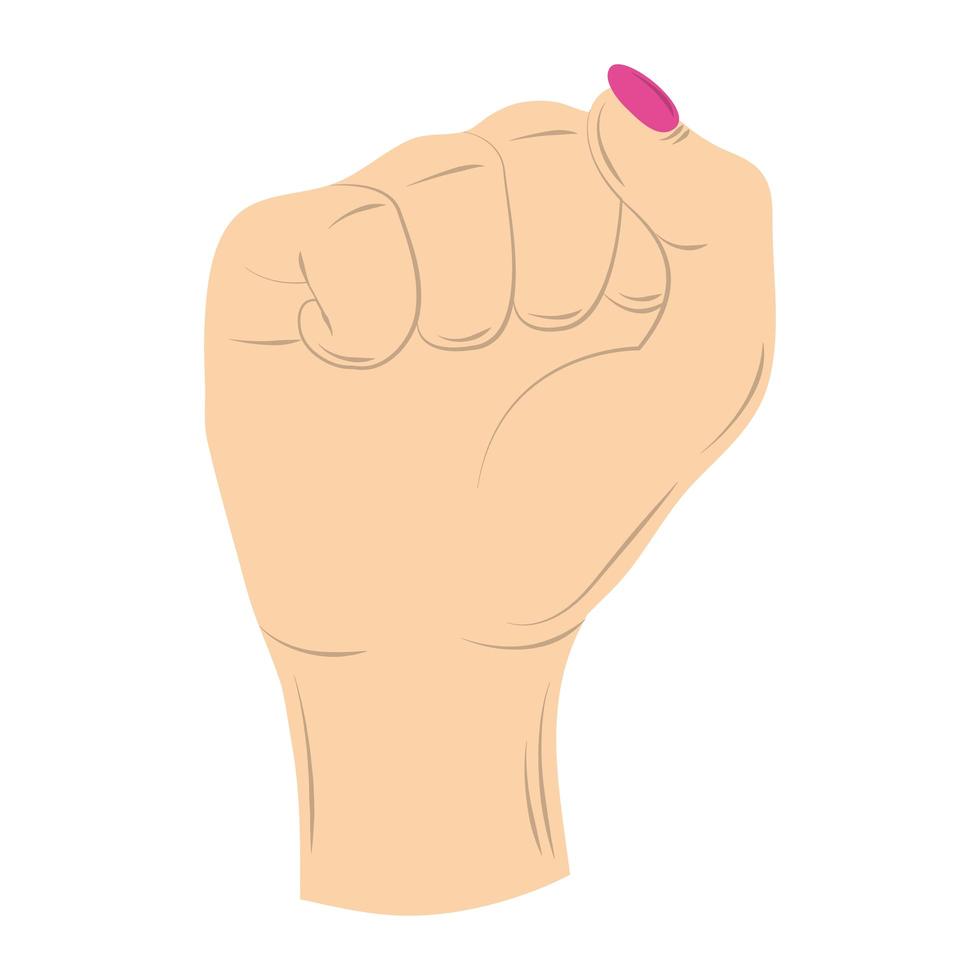 female hand raised in fist white background vector