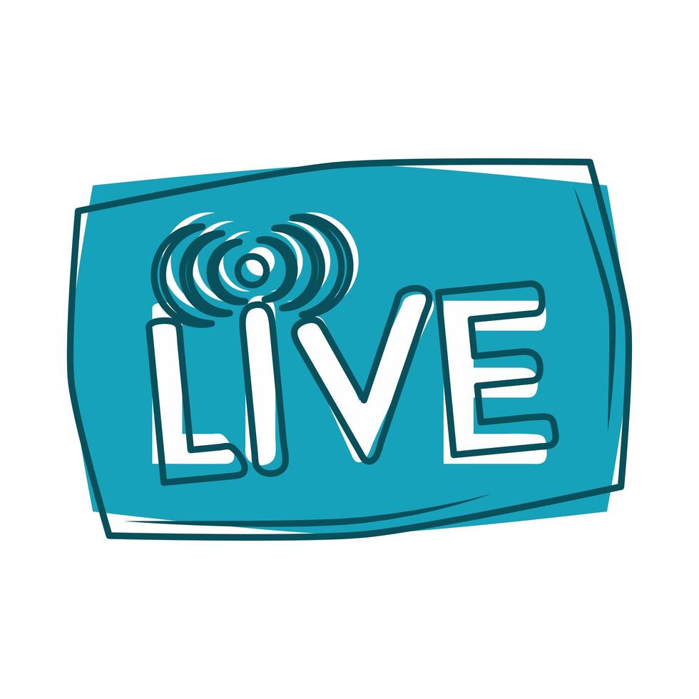 live internet stream button blue design vector