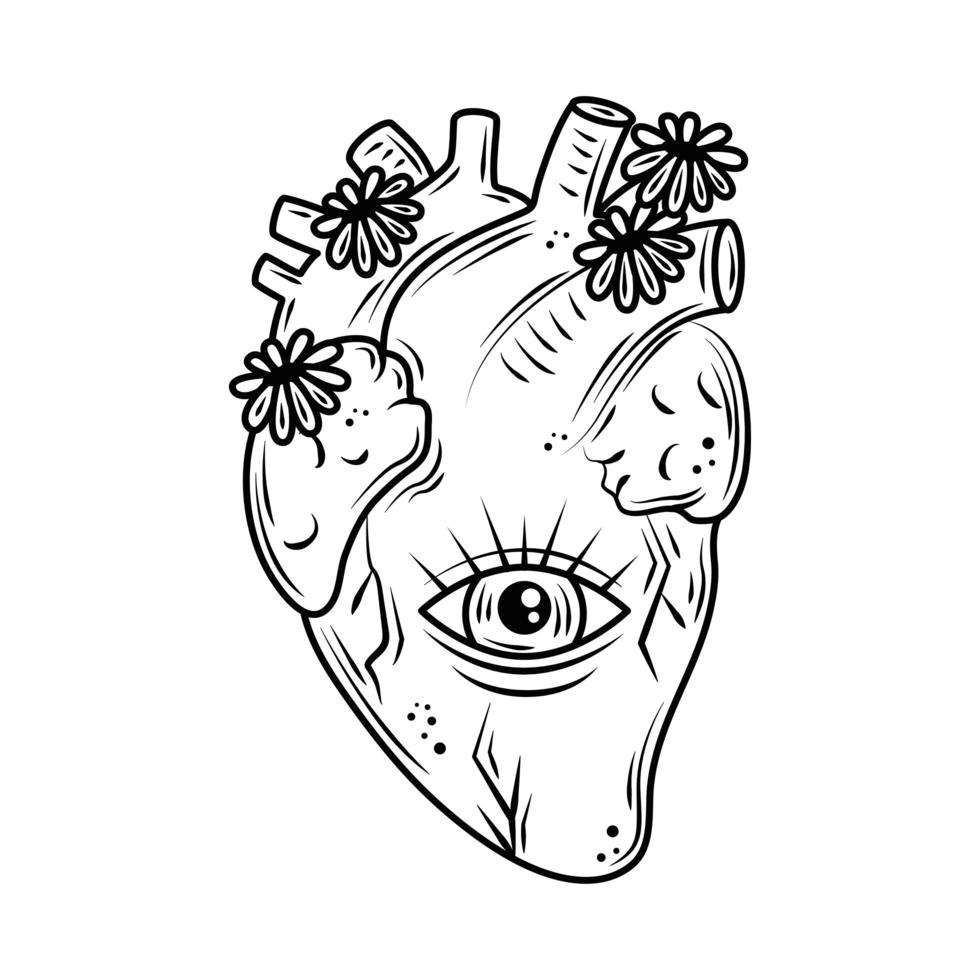 tattoo human heart vector