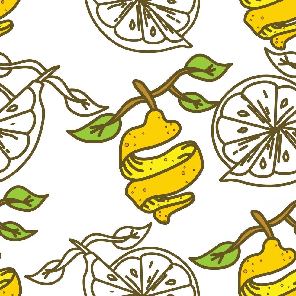 Lemon Fruit Pattern Seamless Vector Template