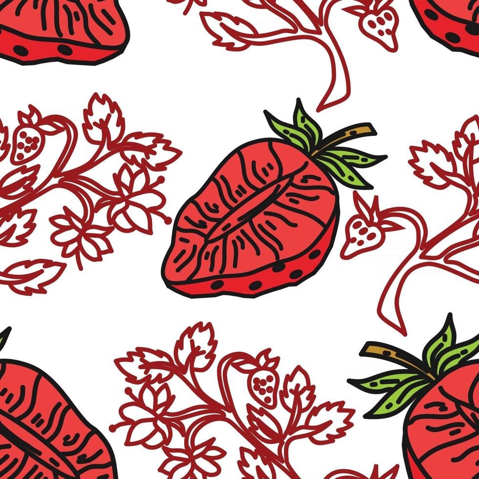 Strawberry Fruit Pattern Seamless Vector Template