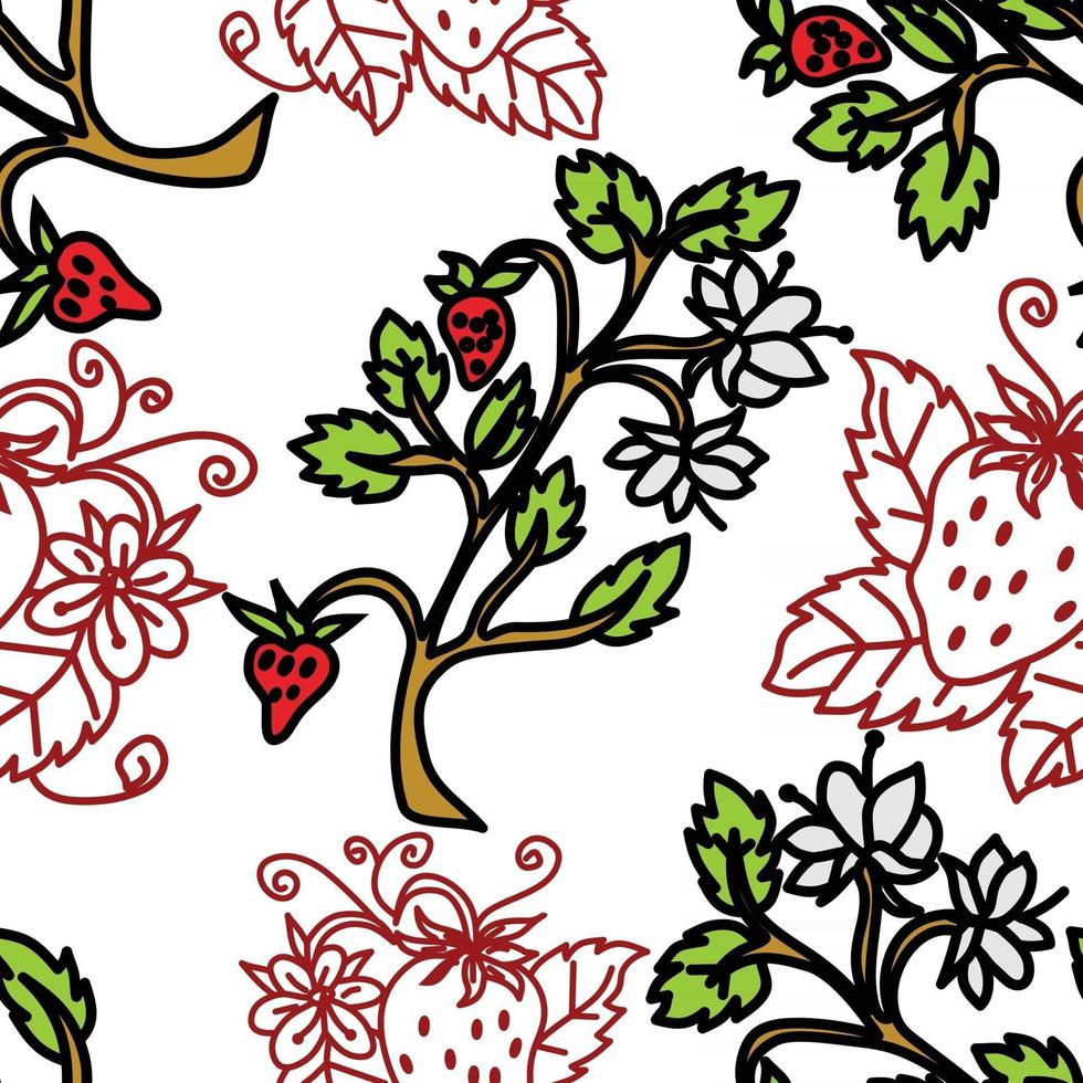 Strawberry Fruit Pattern Seamless Vector Template