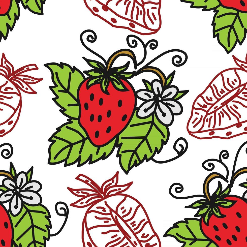 Strawberry Fruit Pattern Seamless Vector Template