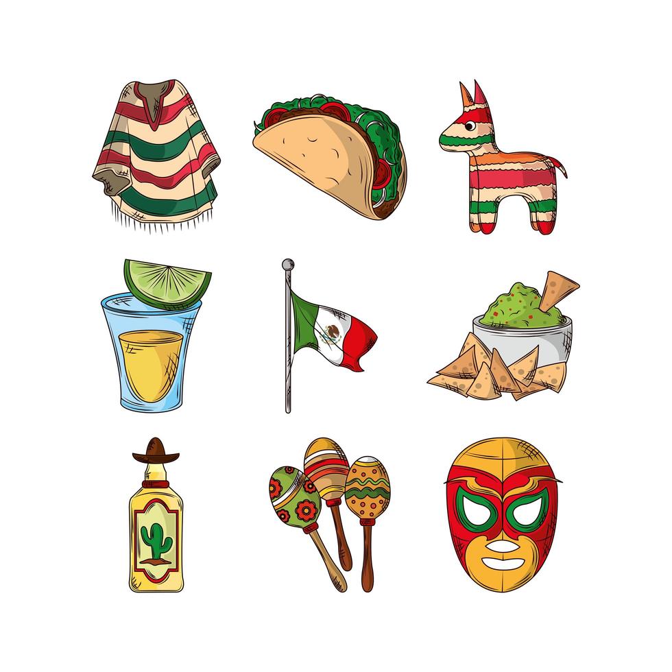 mexican party set vector