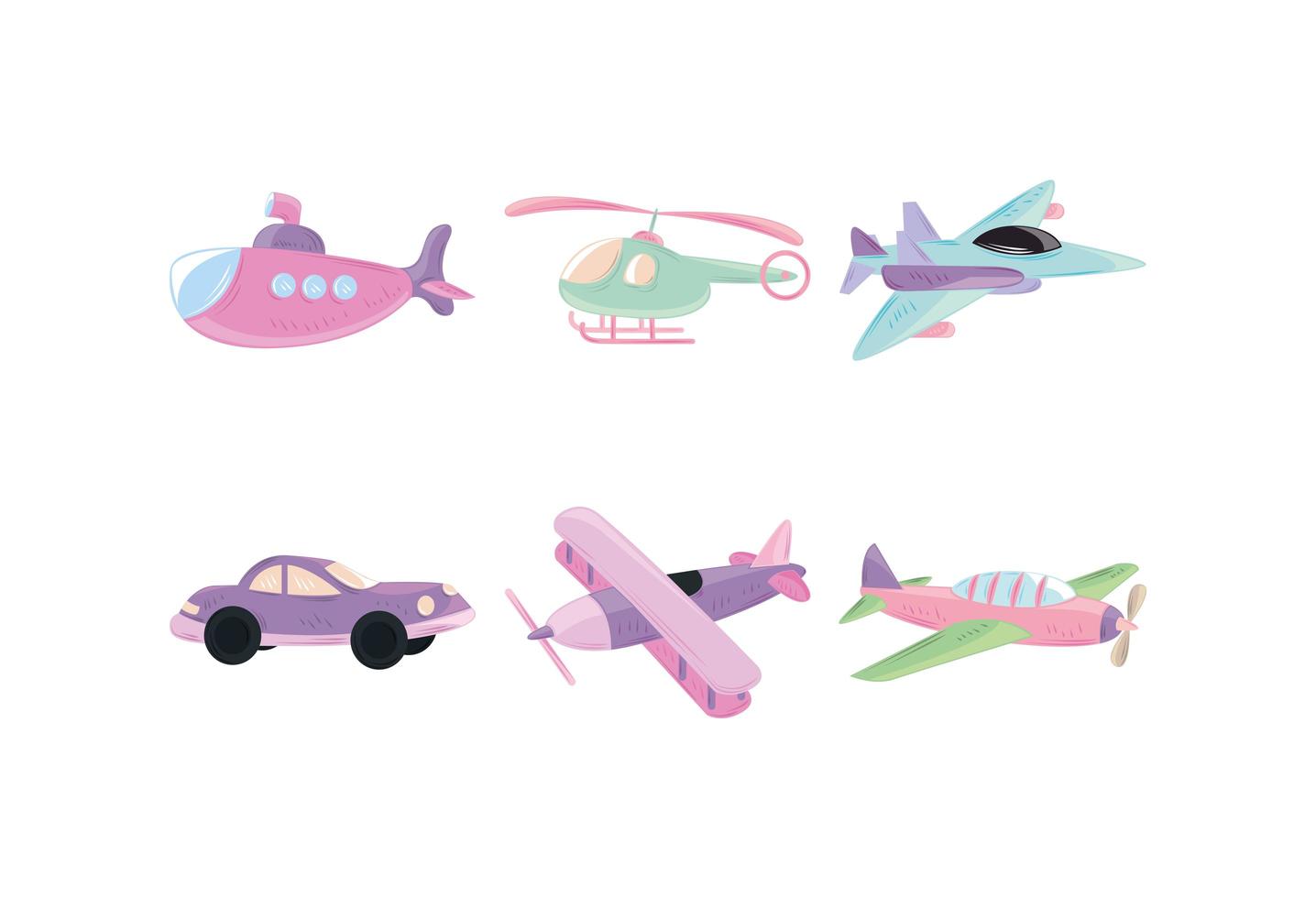 transport icons set vector