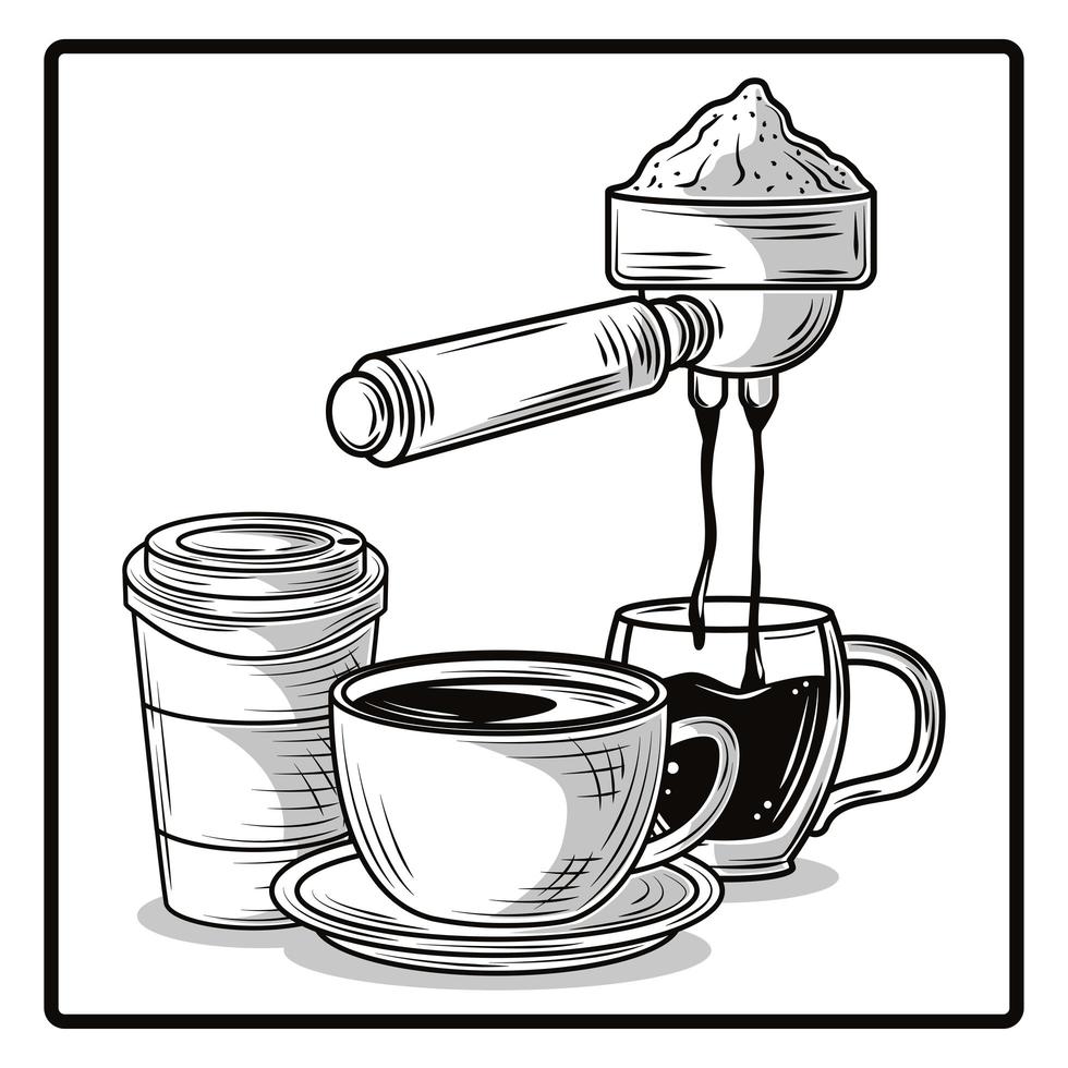 coffee brewing cups vector