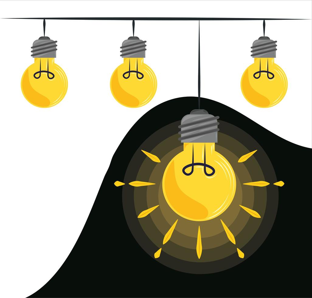 hanging light bulbs vector