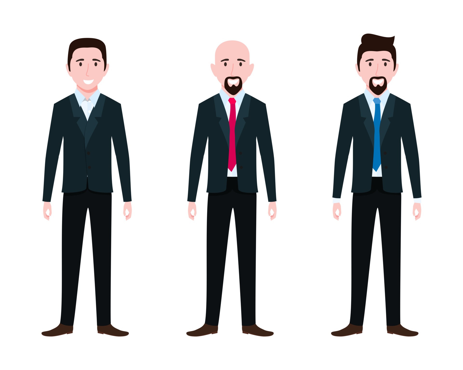 Businessman characters team wearing business outfit standing and posing ...