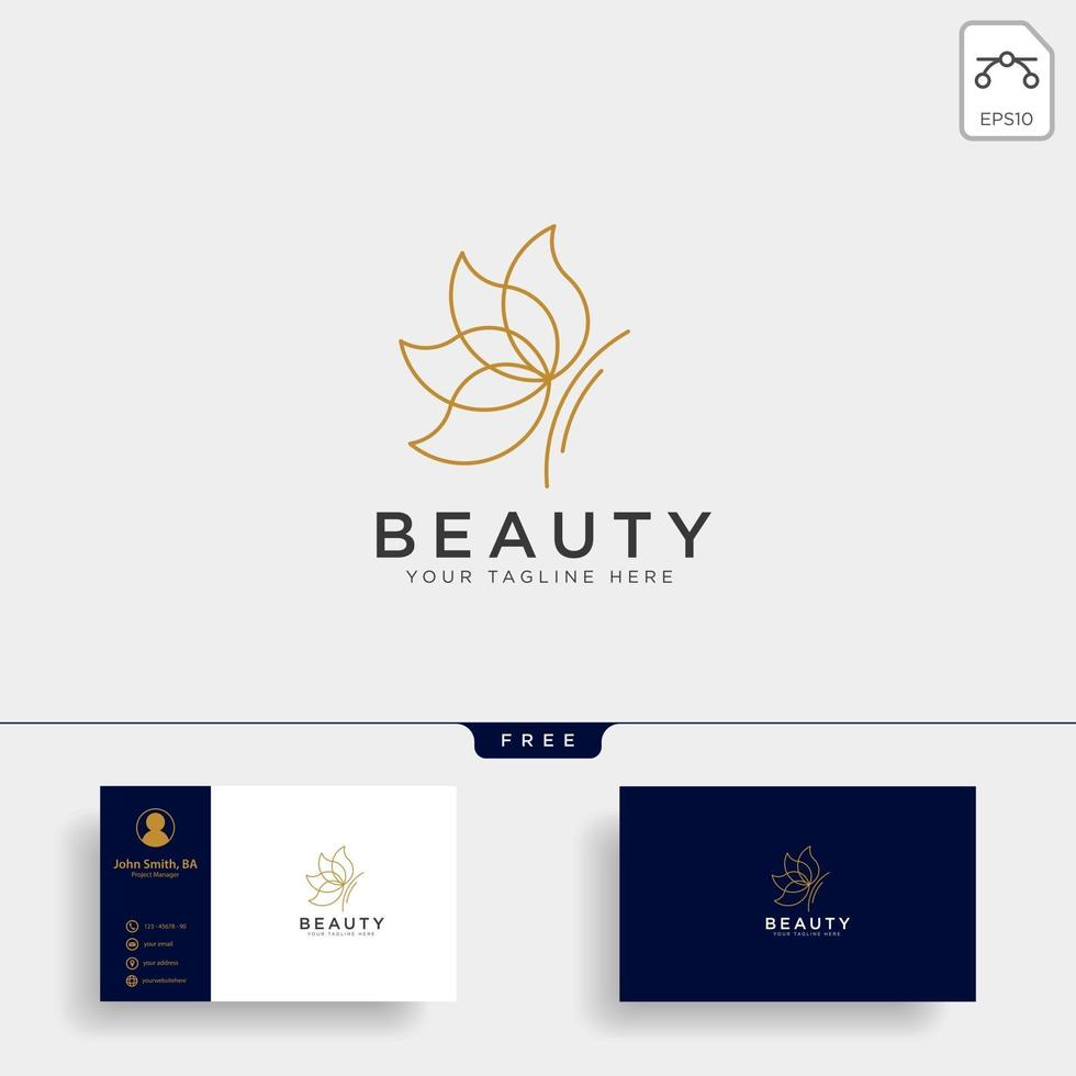 butterfly beauty cosmetic line art logo template vector illustration icon element isolated with business card vector