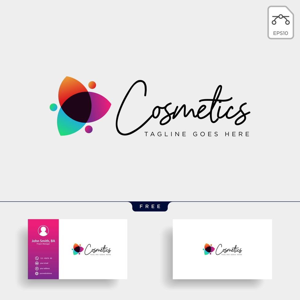 beauty cosmetic line art logo template vector illustration icon element isolated with business card vector