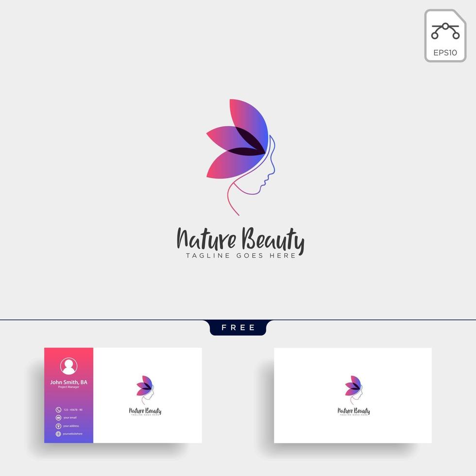 beauty cosmetic line art logo template vector illustration icon element isolated with business card vector