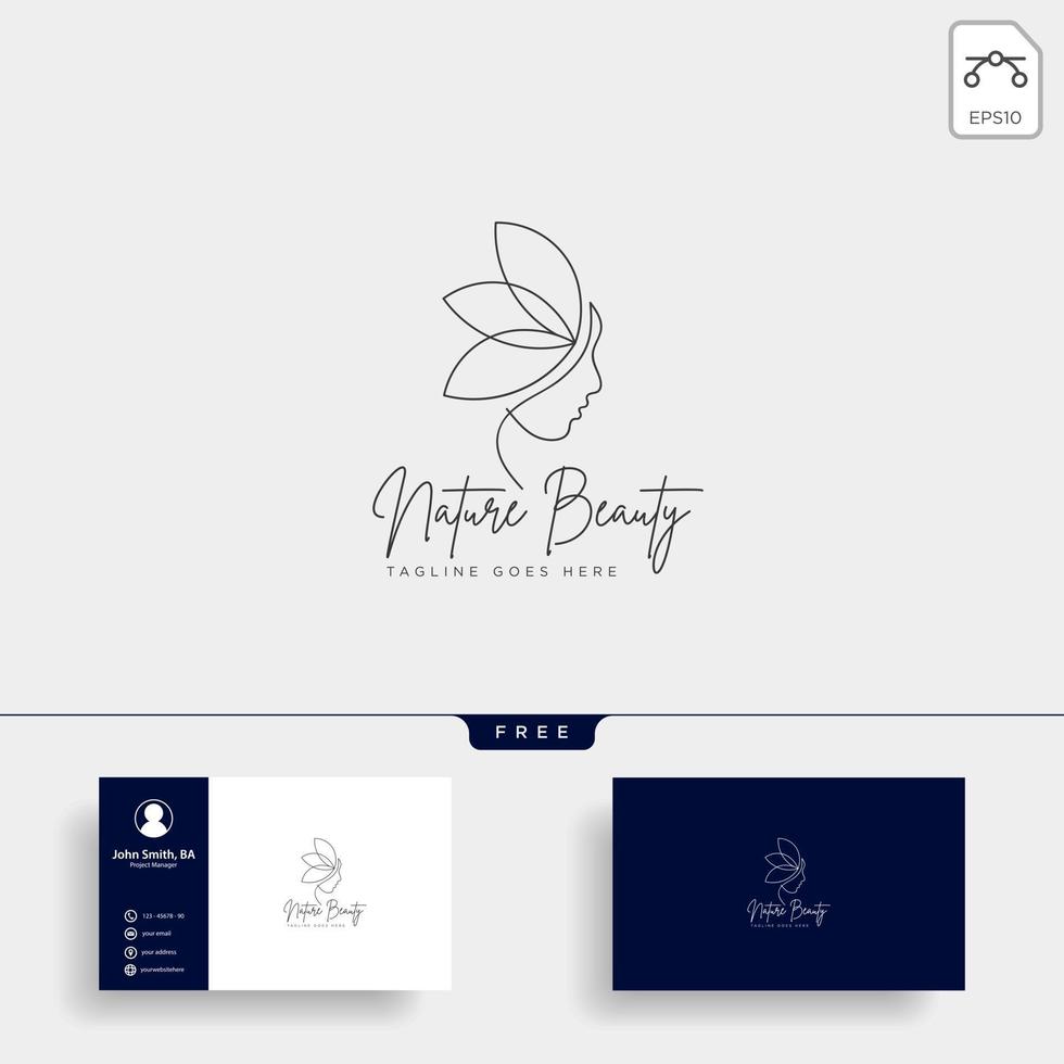 beauty cosmetic line art logo template vector illustration icon element isolated with business card vector