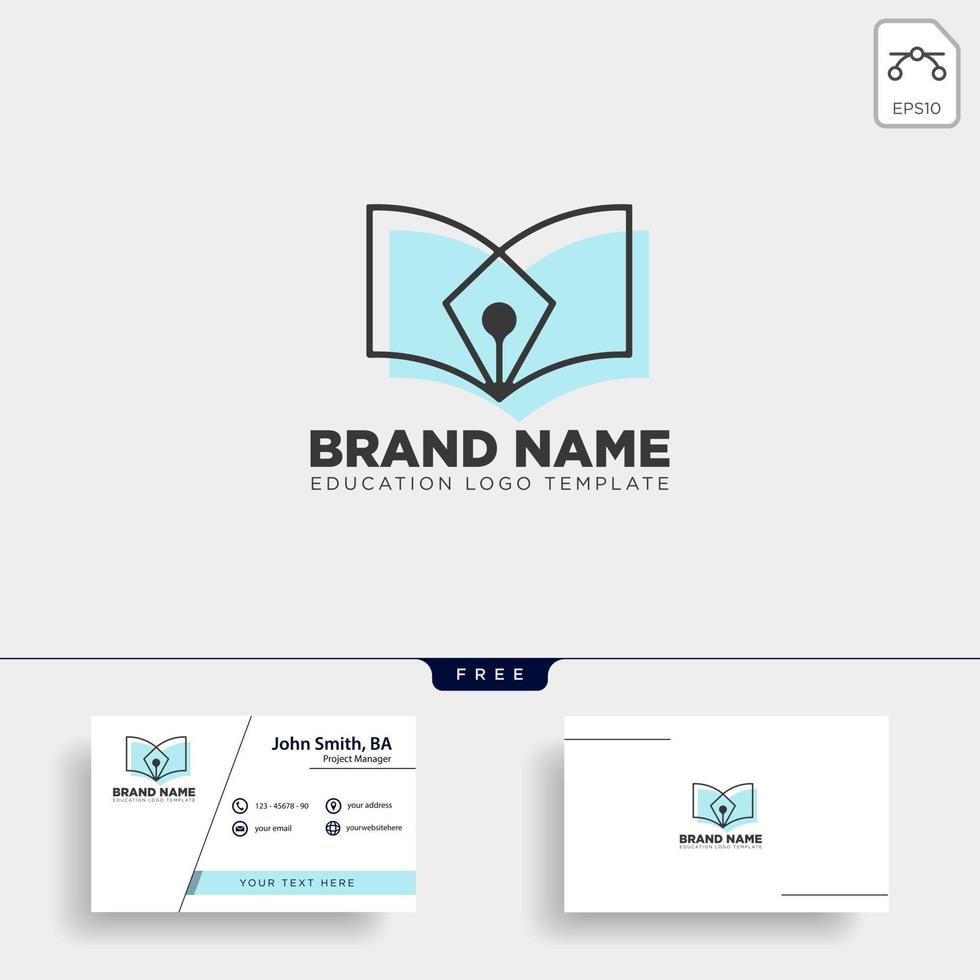 pen book learning line logo template vector illustration icon element isolated with business card vector