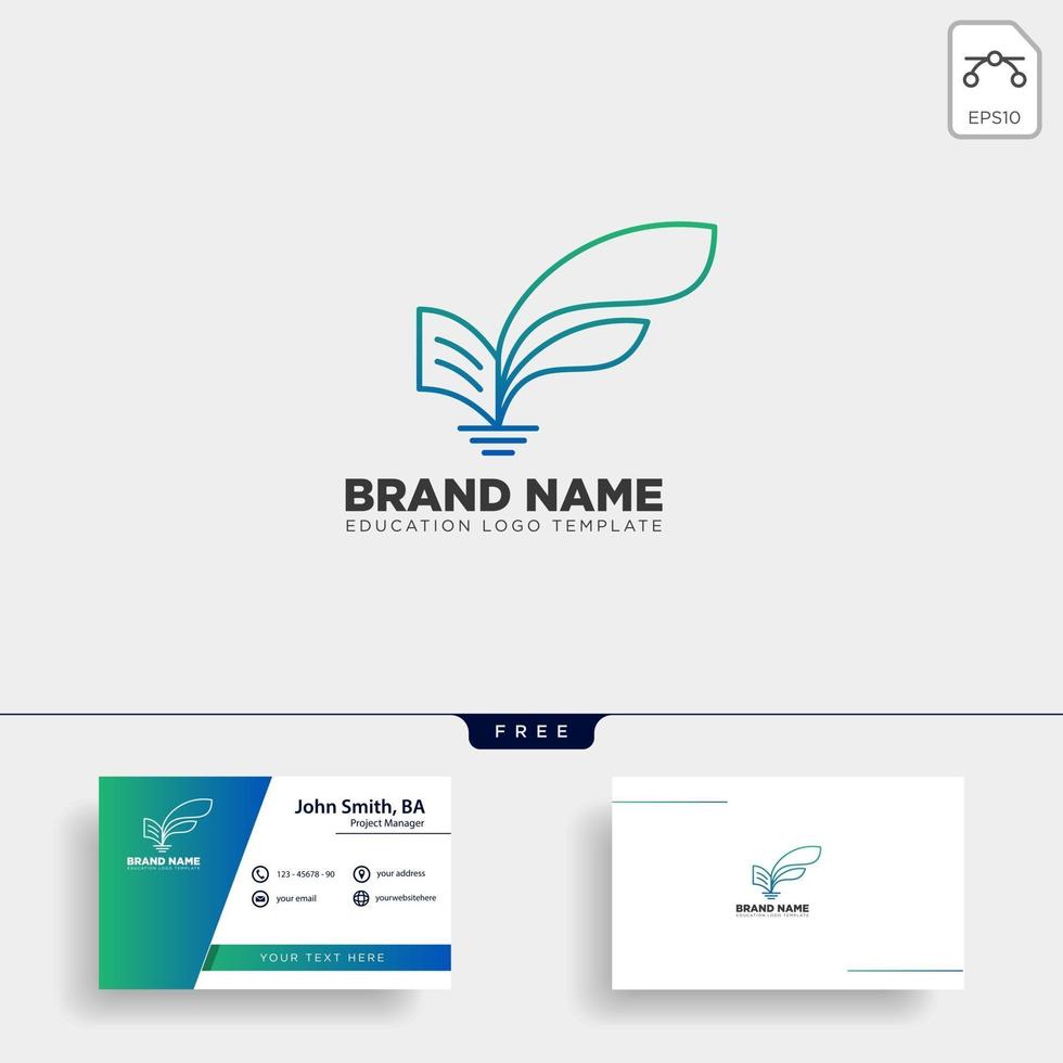 learning book plant leaf tree line logo template vector illustration icon element isolated with business card vector