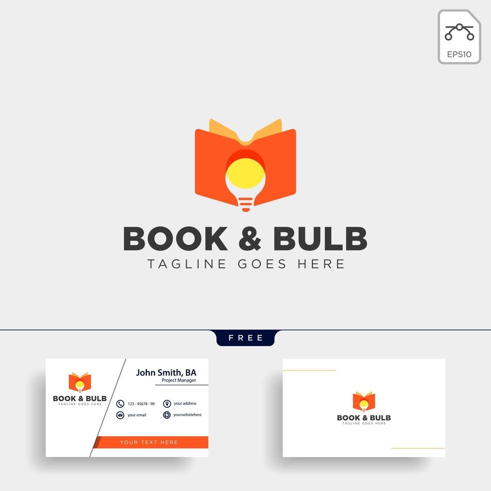 Light bulb learning line logo template vector illustration icon element isolated with business card  vector