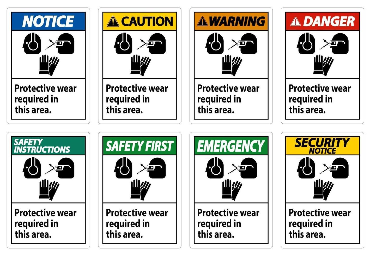 Wear Protective Equipment In This Area With PPE Symbols vector