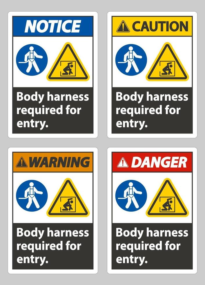 Body Harness Required For Entry Sign vector