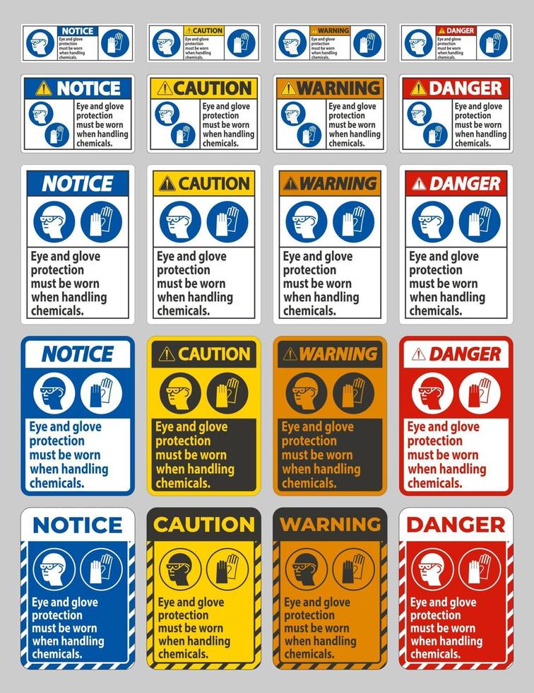Eye And Glove Protection Must Be Worn When Handling Chemicals vector
