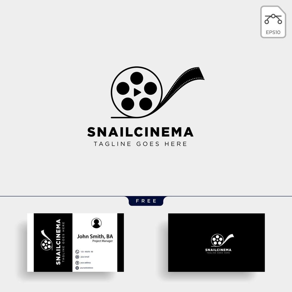 caracol cine película video arte simple película logo plantilla vector illustraition archivo vectorial