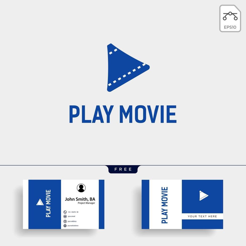 botón de reproducción película de cine plantilla de logotipo simple con archivo de vector de ilustración de vector de color negro