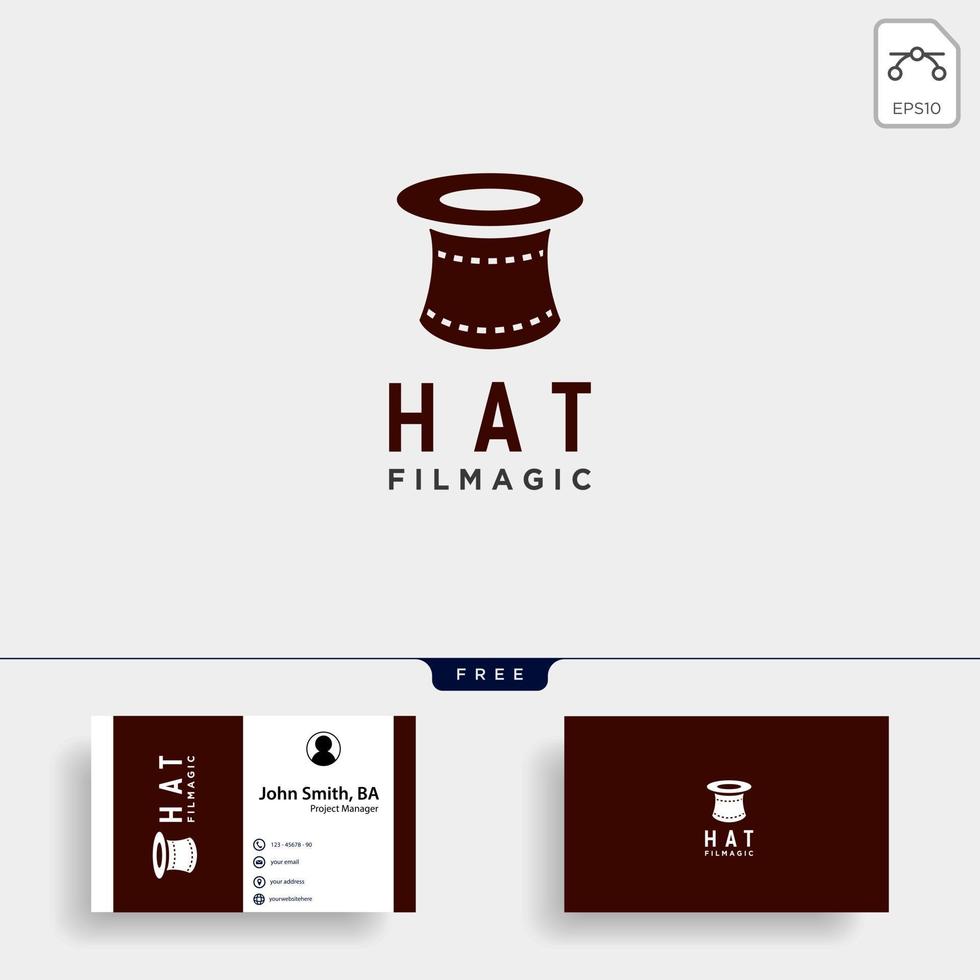sombrero mágico película cine simple logo plantilla vector ilustración icono elemento aislado archivo vectorial