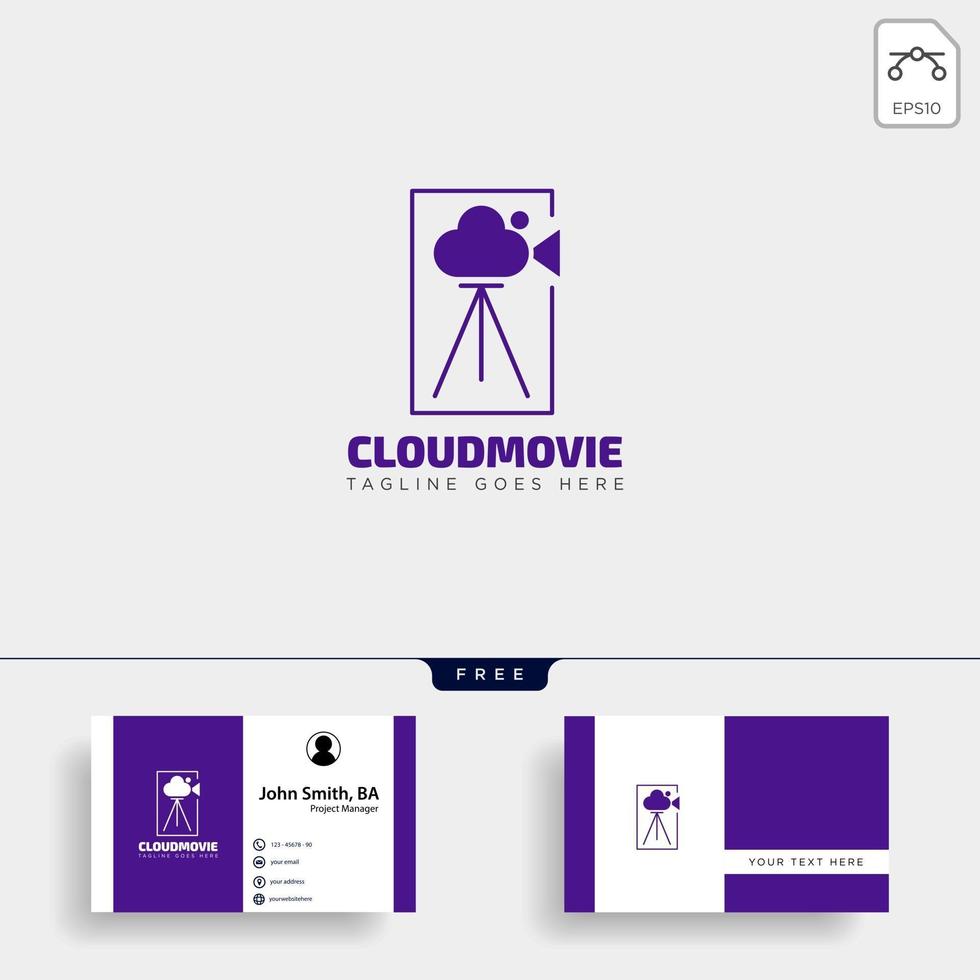cloud video movie badge simple logo template with black color vector illustration vector file