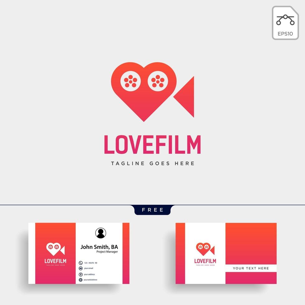 amor película corazón cine película creativo simple logo plantilla vector ilustración icono elemento aislado vector