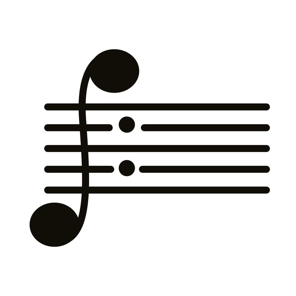 music note in musical partiture silhouette style icon vector