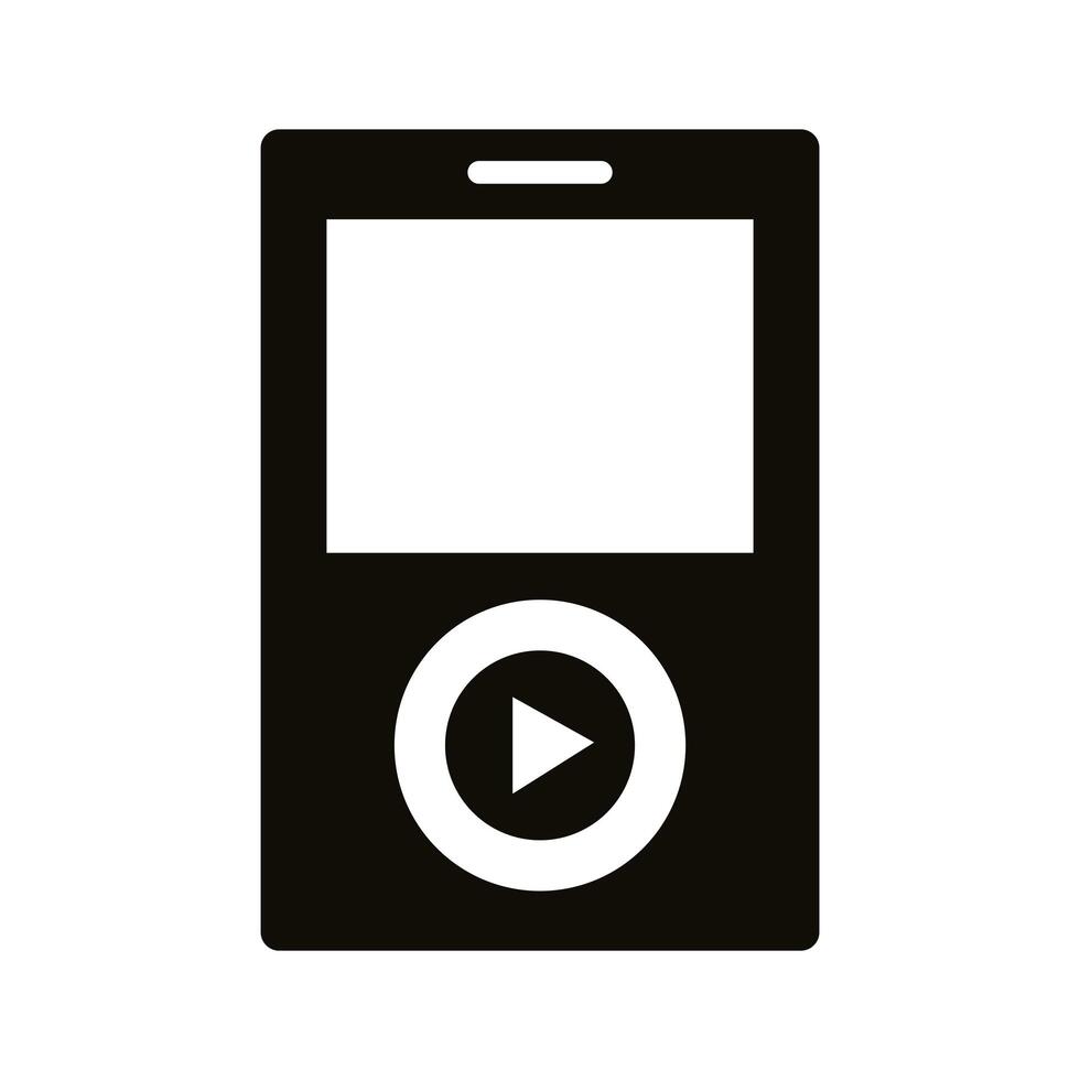 icono de estilo de silueta de reproductor de música mp3 vector