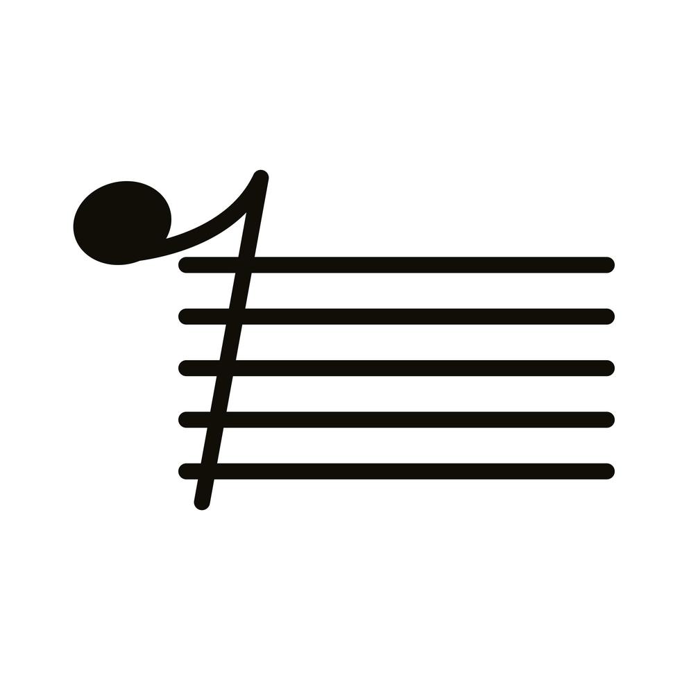 nota musical en icono de estilo de silueta de partitura musical vector