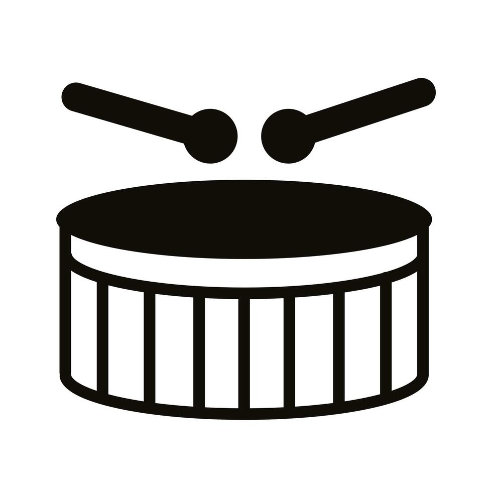 icono de estilo de silueta de instrumento musical de tambor vector