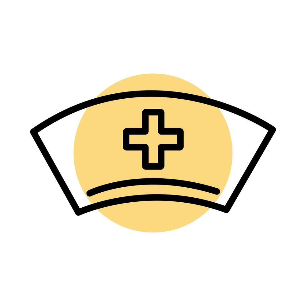 nurse hat with medical cross line style icon vector