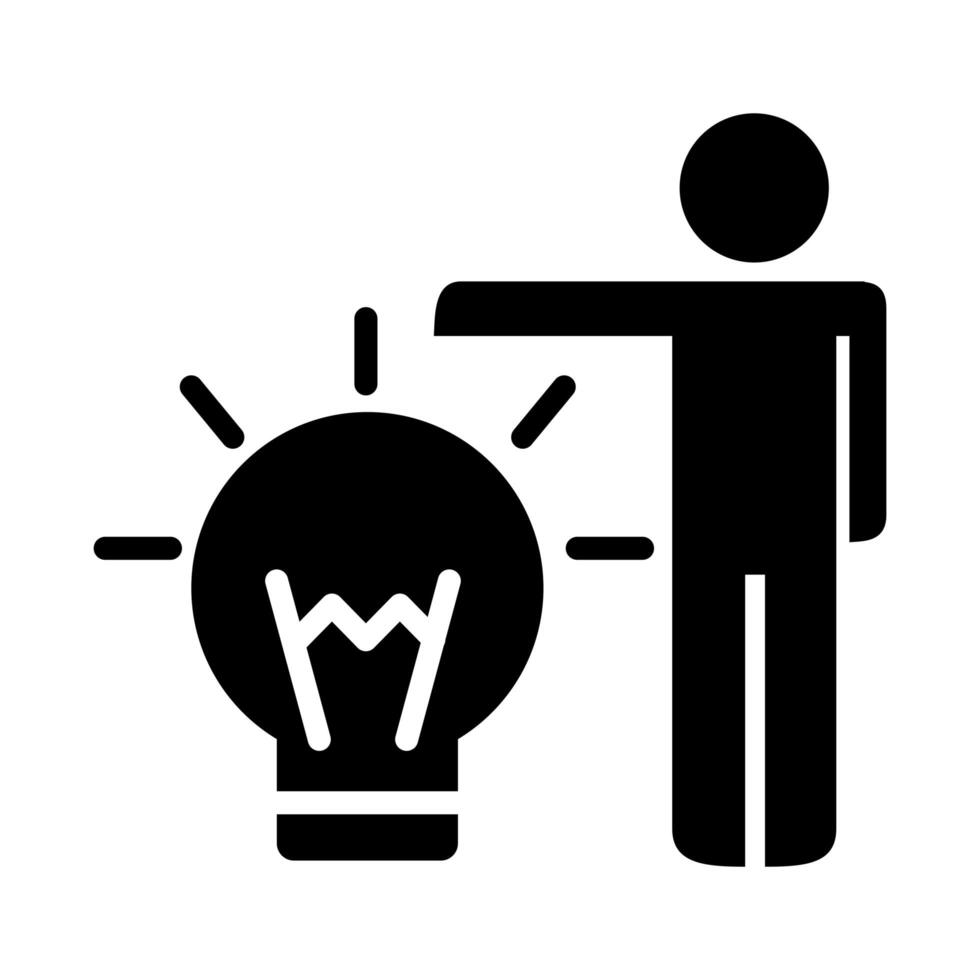 businessman figure with bulb silhouette style icon vector
