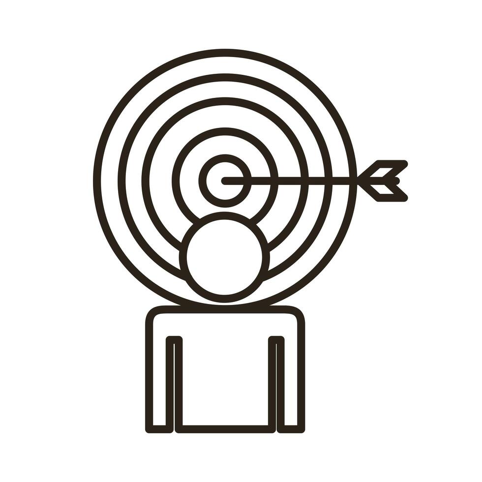 businessman figure with target and arrow line style icon vector