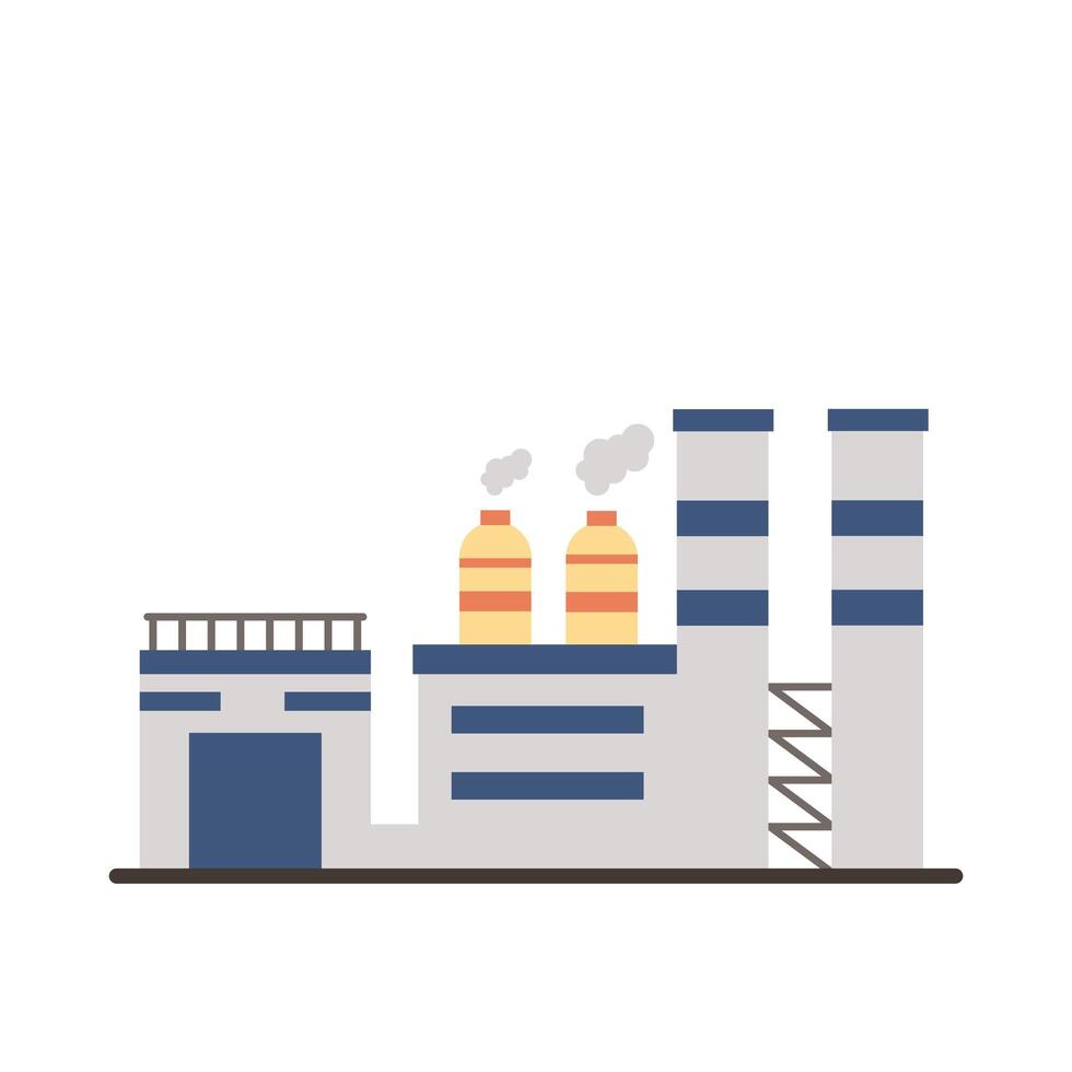 industry factory buildings and chimneys flat style icons vector