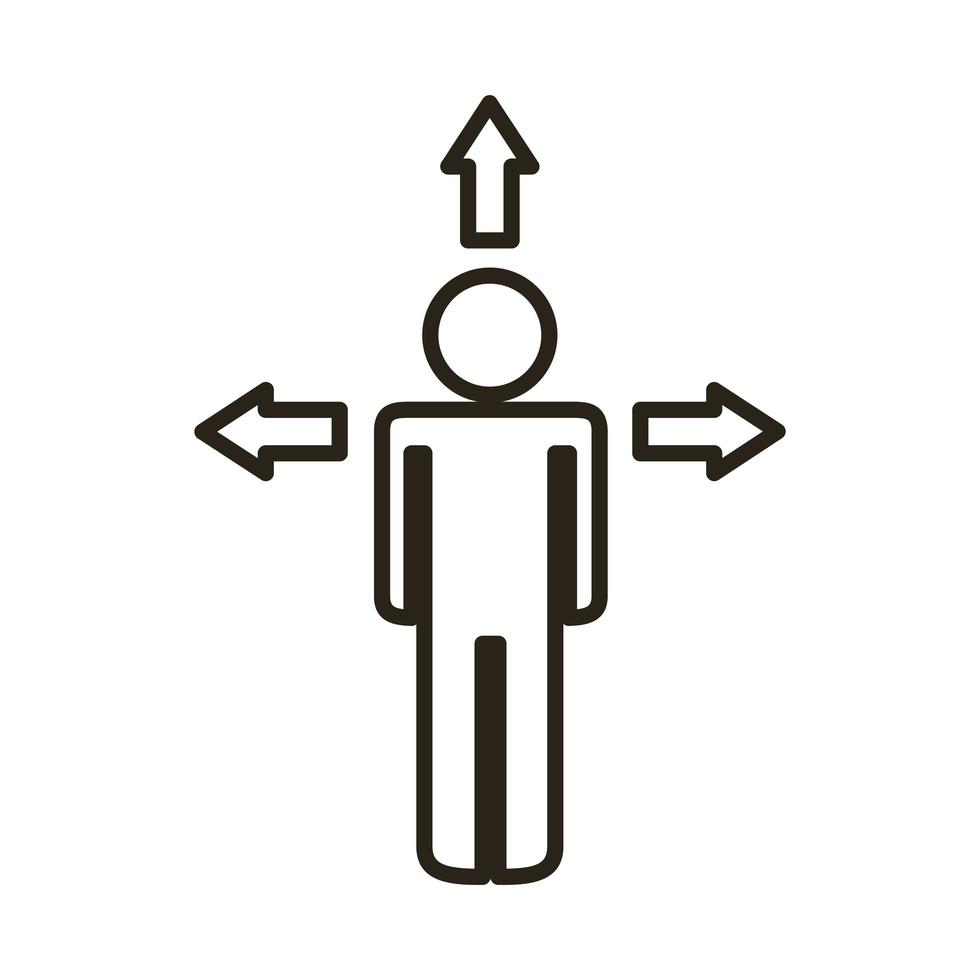 businessman figure with arrows line style icon vector