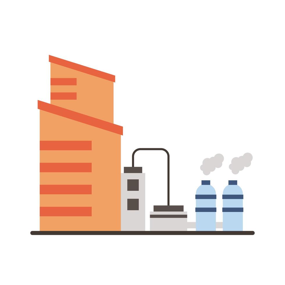 industry factory buildings and chimneys flat style icons vector