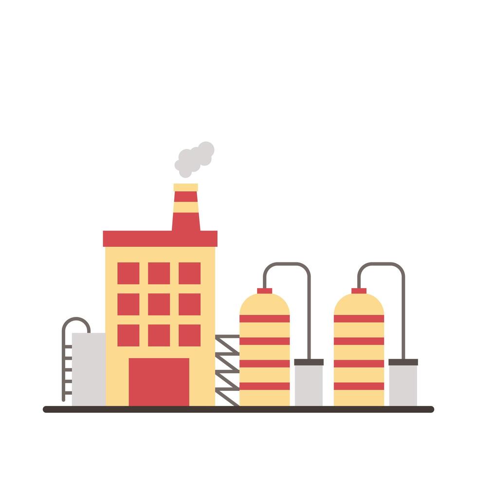 industry factory buildings and chimneys flat style icons vector