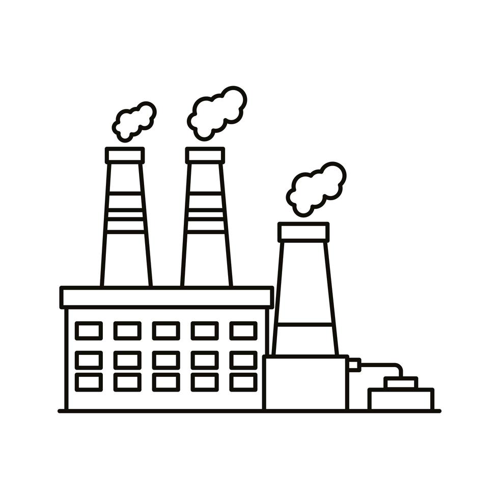 industry factory buildings and chimneys line style icons 2718707 Vector ...