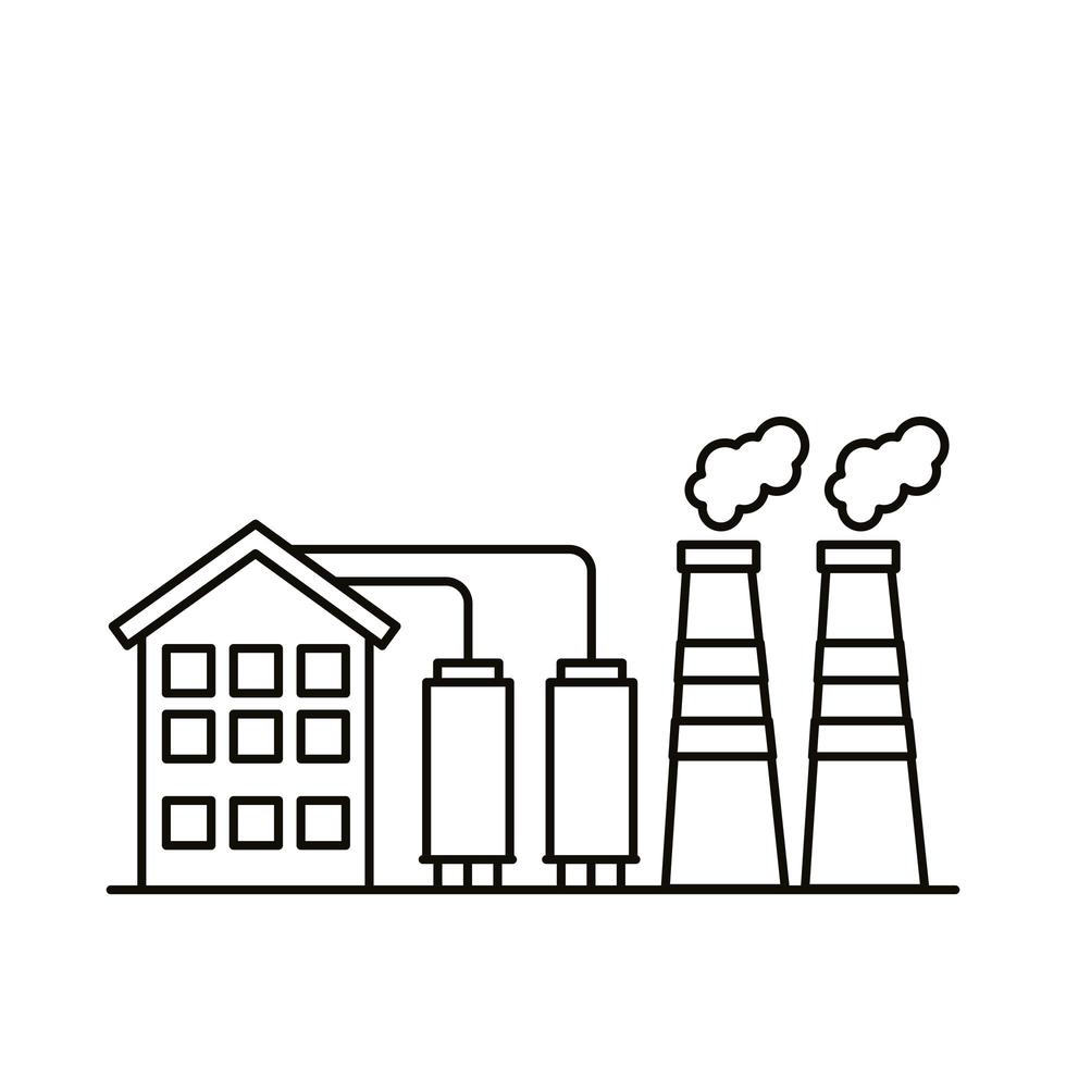 industry factory buildings and chimneys line style icons 2718709 Vector ...