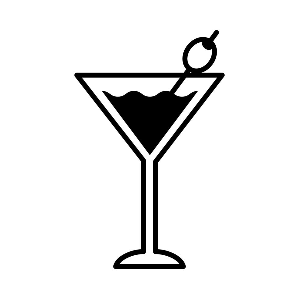 cup with cocktail drink and olive line style icon vector