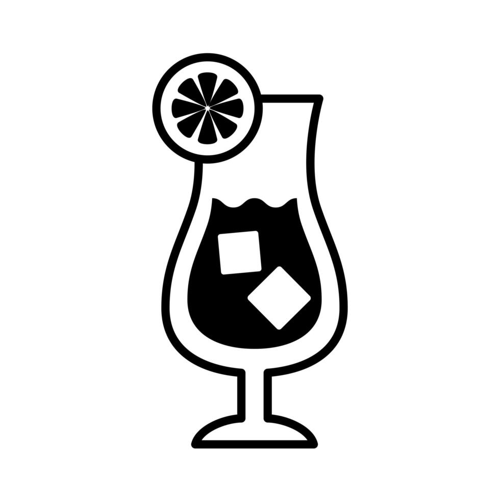 cup with cocktail drink and orange fruit line style icon vector