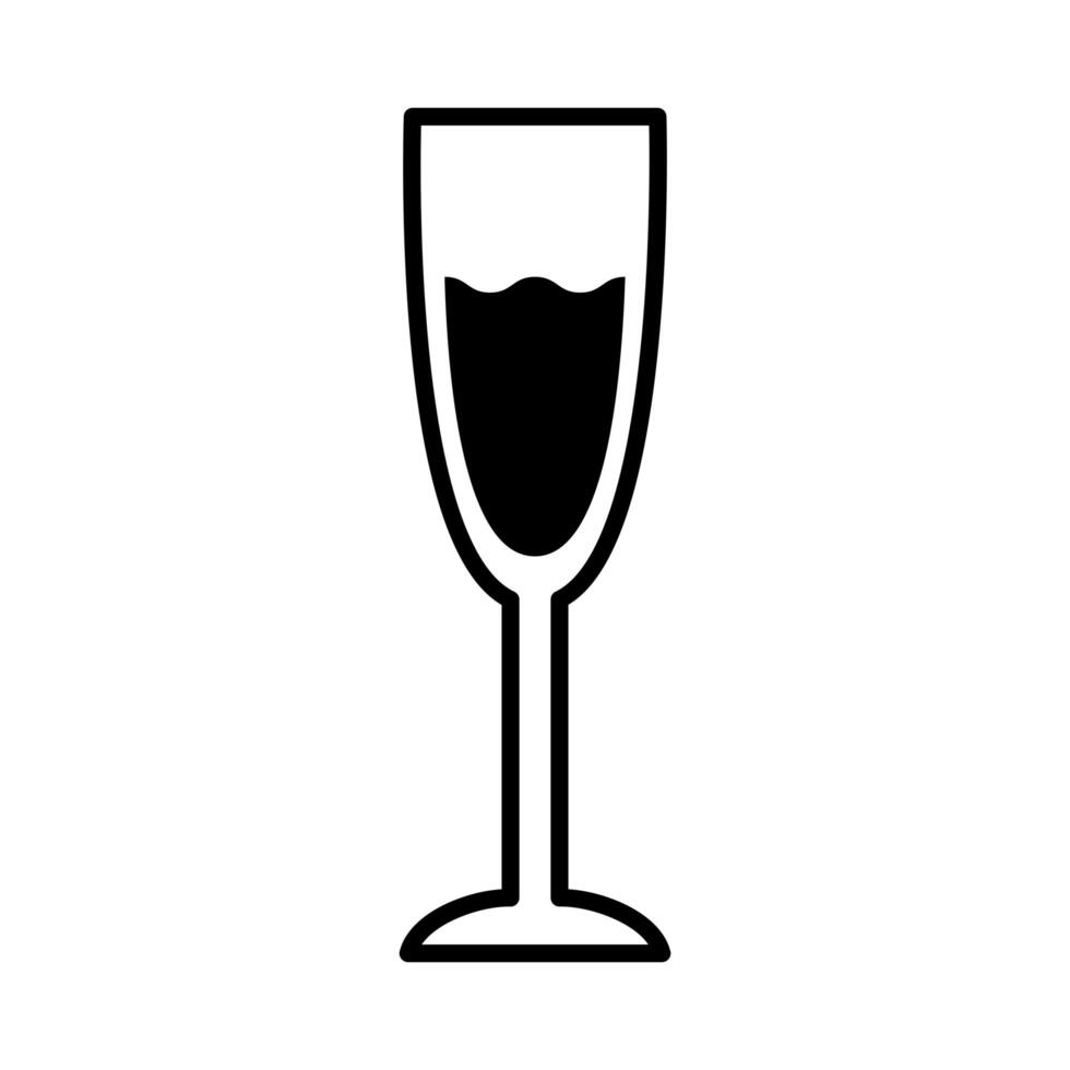 champagne cup with drink line style icon vector