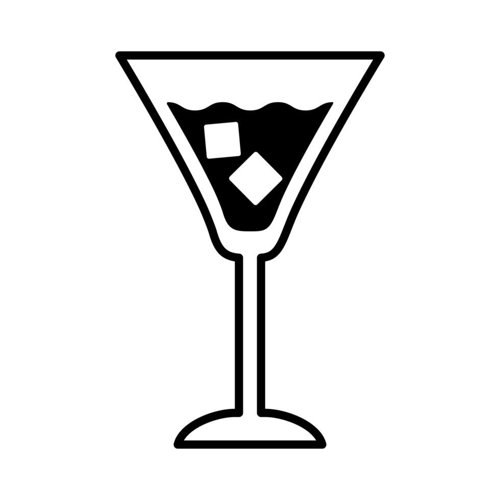 taza con agua y cubitos de hielo icono de estilo de línea de bebida vector