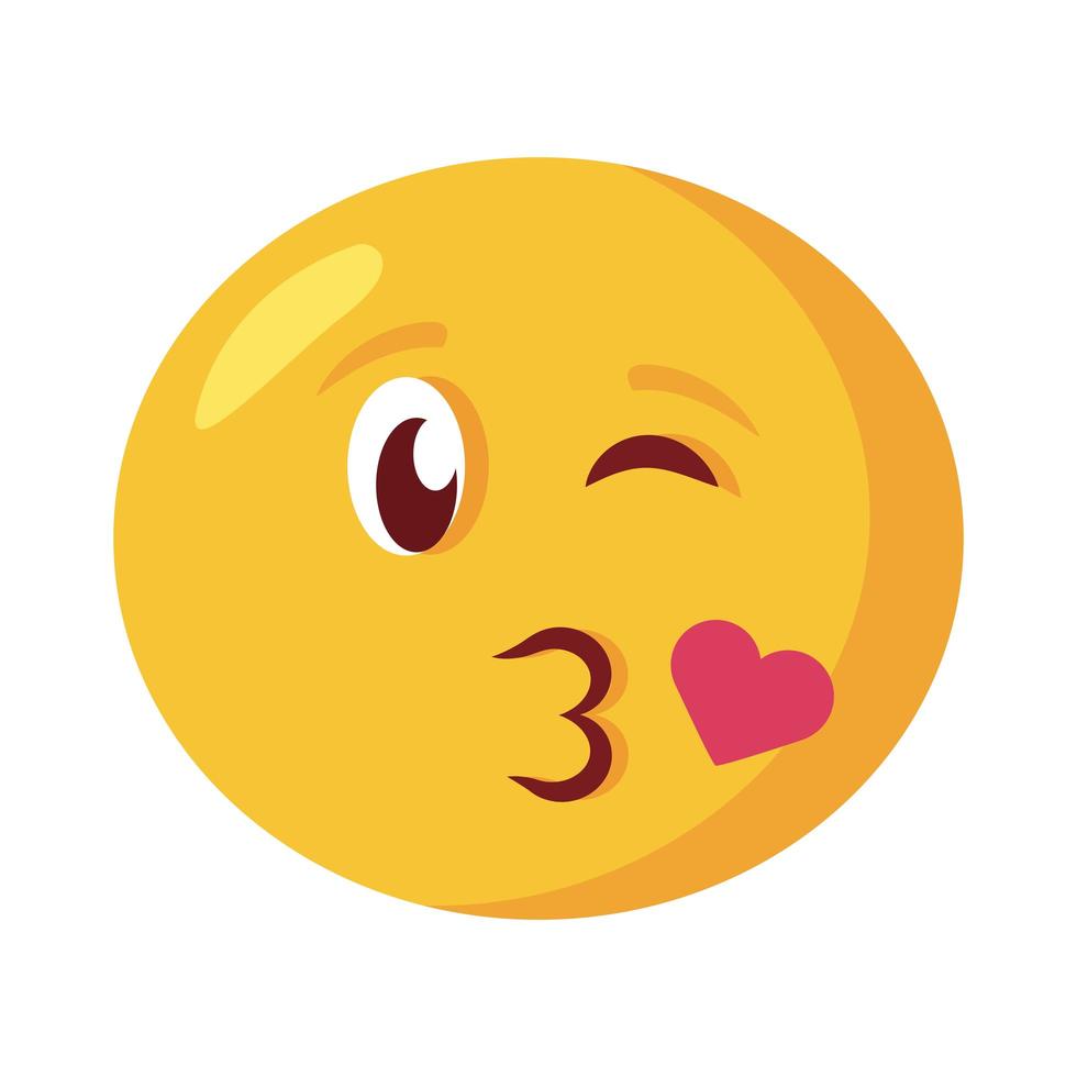 kissing emoji face classic flat style icon vector