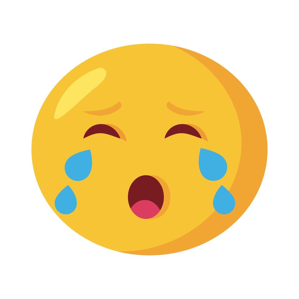 crying emoji face classic flat style icon vector