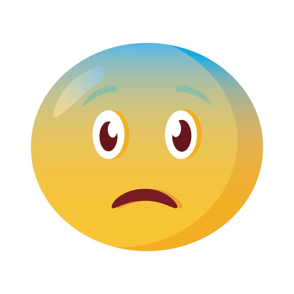 Cartoon face frightened emoji, vector scared facial expression