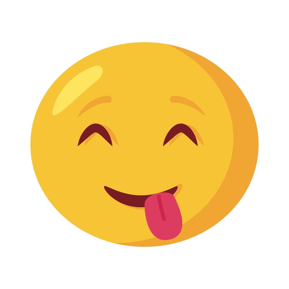 cara de emoji loco con icono de estilo plano de lengua fuera vector