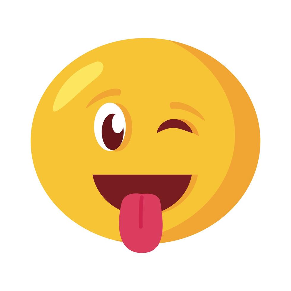 crazy emoji face with tongue out flat style icon vector