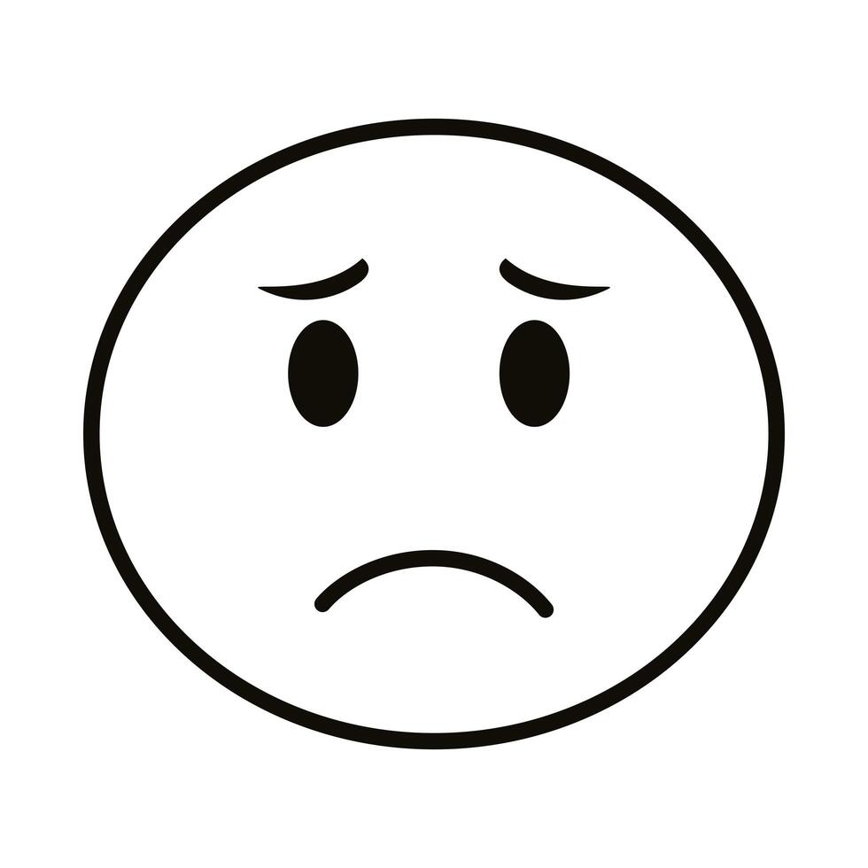 sad emoji face classic line style icon vector